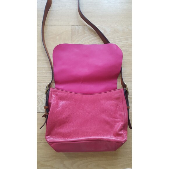 Fossil‎  Red/Coral Cowhide Leather Harper Flap Crossbody Bag Purse w/Key - Picture 3 of 16